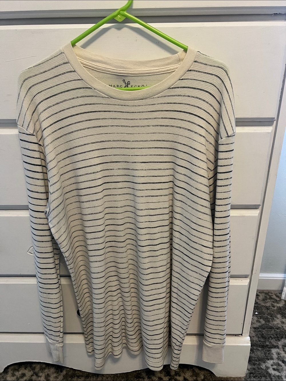 Marc Jacobs Cream Ling Sleeve Shirt with Thin Black Stripes